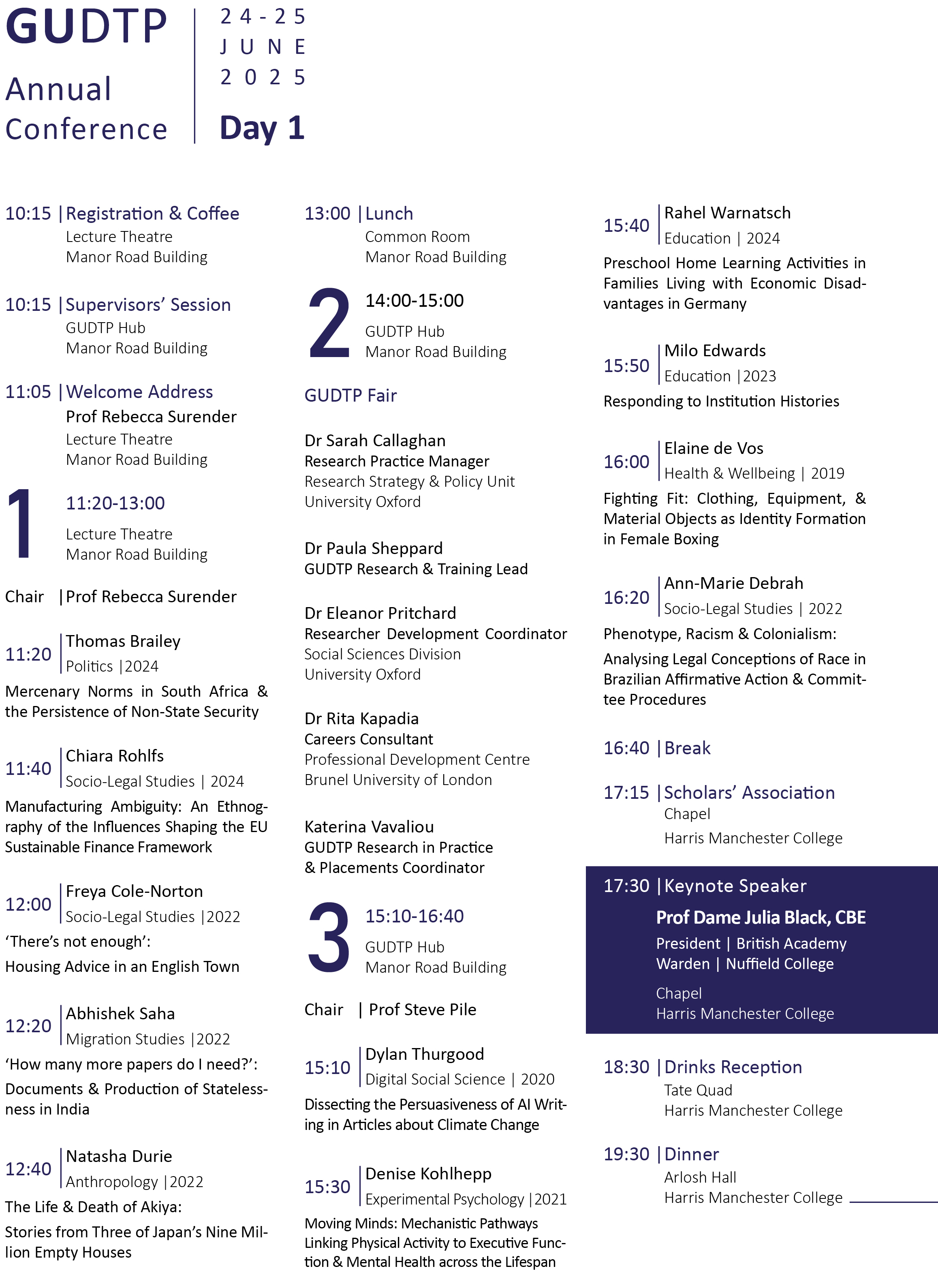 First page of the programme