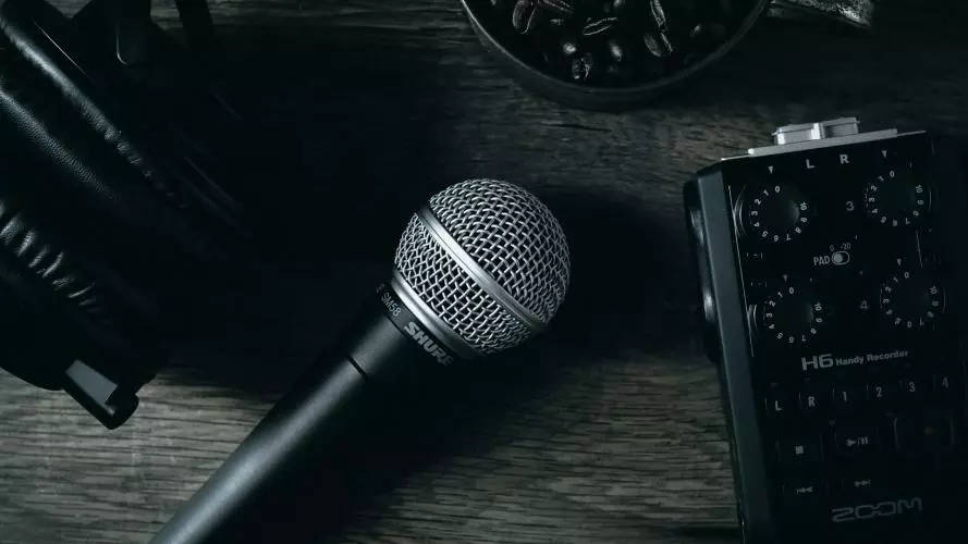 black microphone and recorder