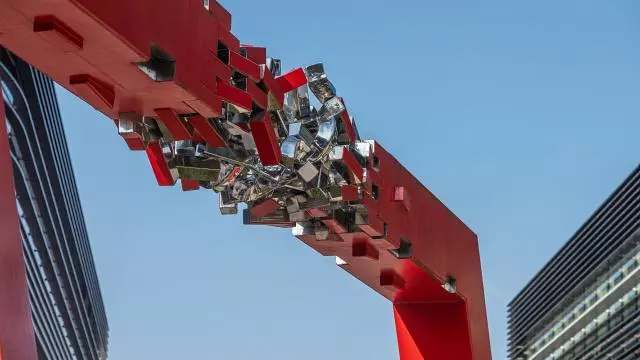 cubical sculpture of an abstract nature