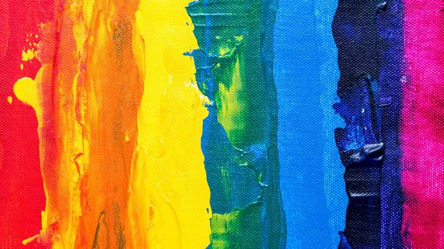 Abstract painting with rainbow colors