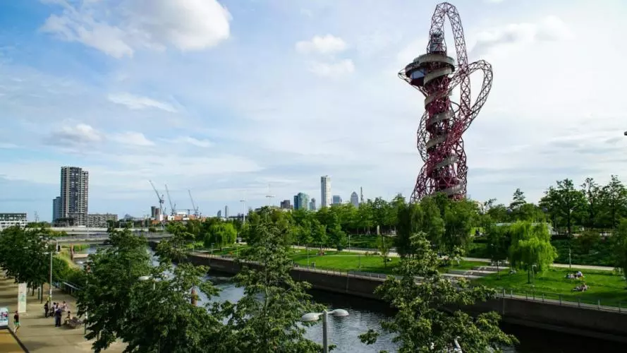 The ArcelorMittal Orbit (also known as the Orbit Tower or simply Orbit), which is a 114.5-metre (376-foot) sculpture and observation tower in Queen Elizabeth Olympic Park in Stratford, London. 