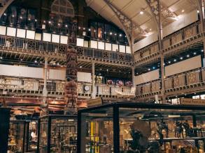 A large room with many shelves and a large glass ceiling