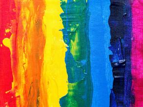 Abstract painting with rainbow colors