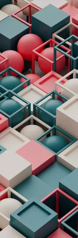3d render of an aglomeration group of boxes and containers of different colours